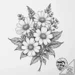 Tattoo sketch feverfew flowers – tattoo sketch (№1755836140_0, 22.08.2025 04:15) — tattoovalue.net