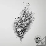 Tattoo sketch smoke, ink illustration for tat… – tattoo sketch (№1755836336_0, 22.08.2025 04:18) — tattoovalue.net