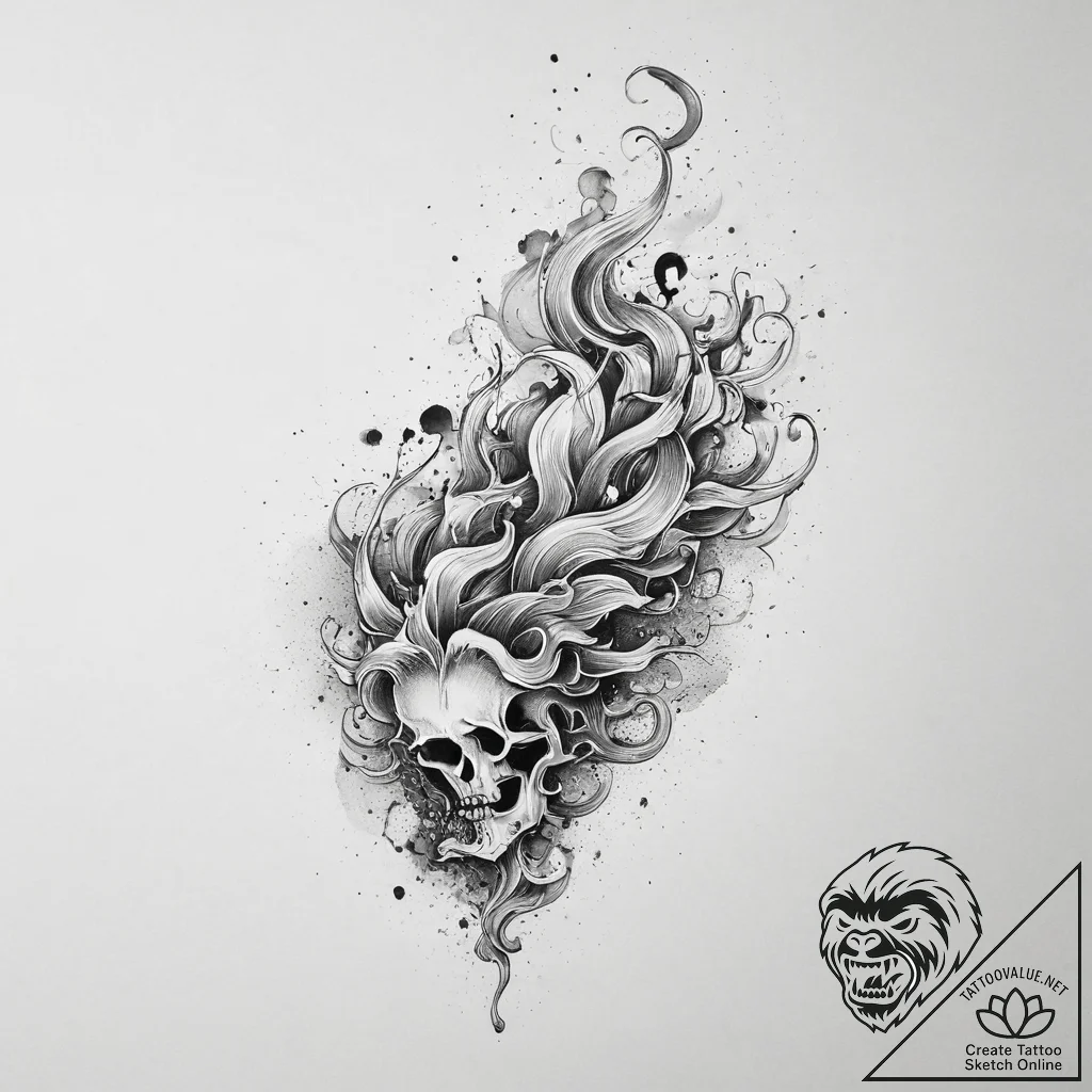Tattoo sketch smoke, ink illustration for tat... - tattoo sketch (№1755836336_0, 22.08.2025 04:18) — tattoovalue.net