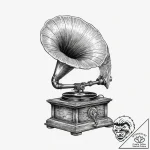 Tattoo sketch vintage gramophone with a recor… – tattoo sketch (№1755838319_0, 22.08.2025 04:51) — tattoovalue.net
