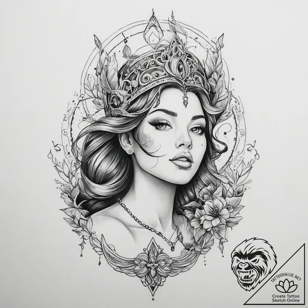 Tattoo sketch siren with a song - tattoo sketch (№1755838715_0, 22.08.2025 04:58) — tattoovalue.net