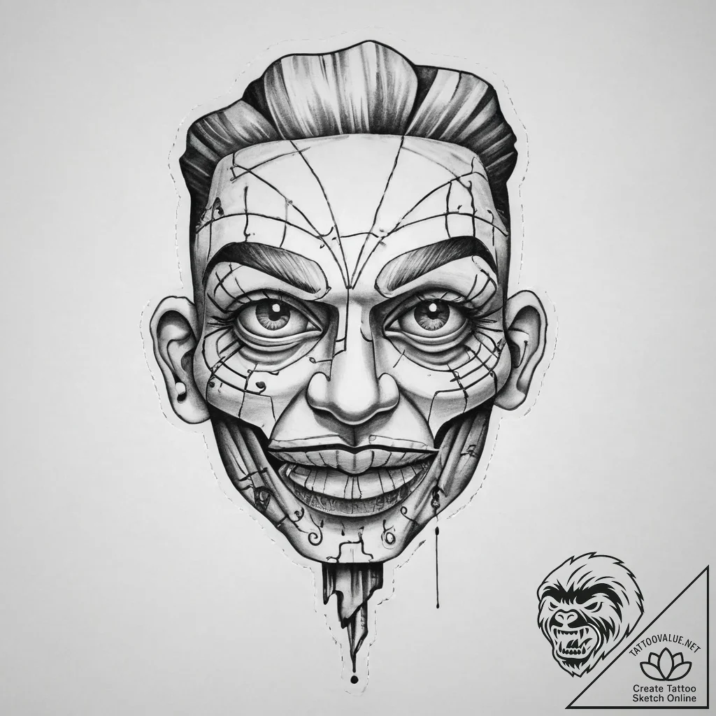 Tattoo sketch saw jigsaw puppet, tattoo drawi... - tattoo sketch (№1755838913_0, 22.08.2025 05:01) — tattoovalue.net