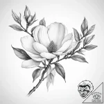 Tattoo sketch magnolia branch – tattoo sketch (№1755839703_0, 22.08.2025 05:15) — tattoovalue.net