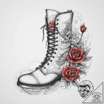 Tattoo sketch combat boot with a rose, concep… – tattoo sketch (№1755841675_0, 22.08.2025 05:47) — tattoovalue.net