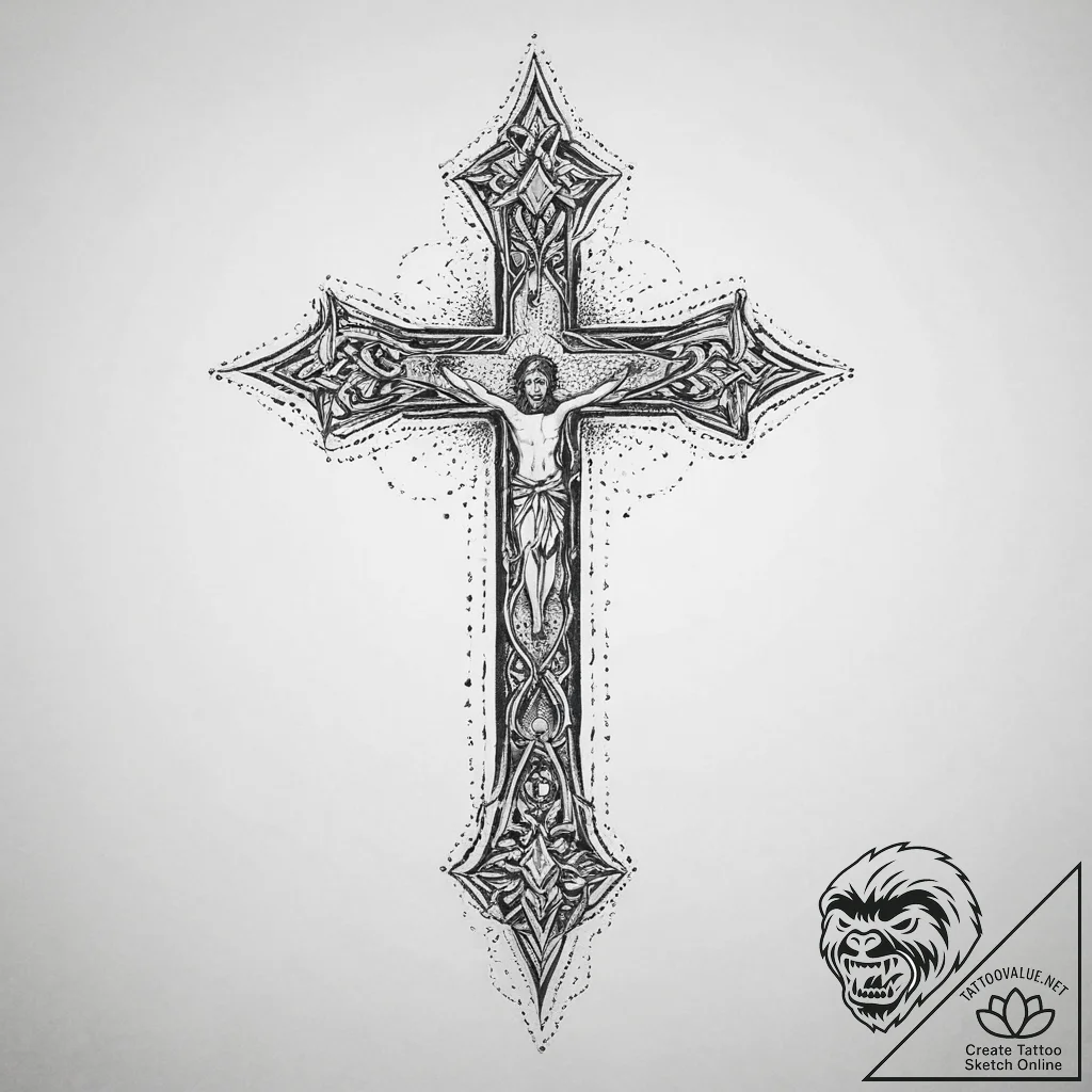 Tattoo sketch sacred character, artistic tatt... - tattoo sketch (№1755843656_0, 22.08.2025 06:20) — tattoovalue.net