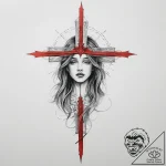 Tattoo sketch girl with a cross, tattoo sketc… – tattoo sketch (№1755843855_0, 22.08.2025 06:24) — tattoovalue.net