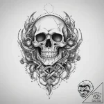 Tattoo sketch biker chain and a skull, tattoo… – tattoo sketch (№1755844053_0, 22.08.2025 06:27) — tattoovalue.net