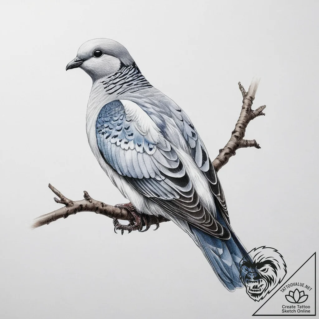 Tattoo sketch collared dove, ink illustration... - tattoo sketch (№1755844448_0, 22.08.2025 06:34) — tattoovalue.net