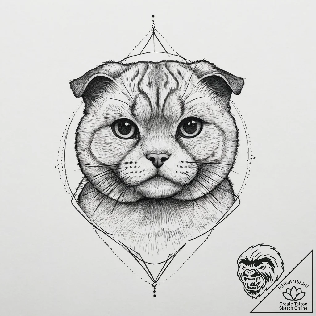 Tattoo sketch scottish fold, tattoo flash she... - tattoo sketch (№1755844845_0, 22.08.2025 06:40) — tattoovalue.net