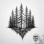 Tattoo sketch a forest silhouette, ink illust… – tattoo sketch (№1755845238_0, 22.08.2025 06:47) — tattoovalue.net