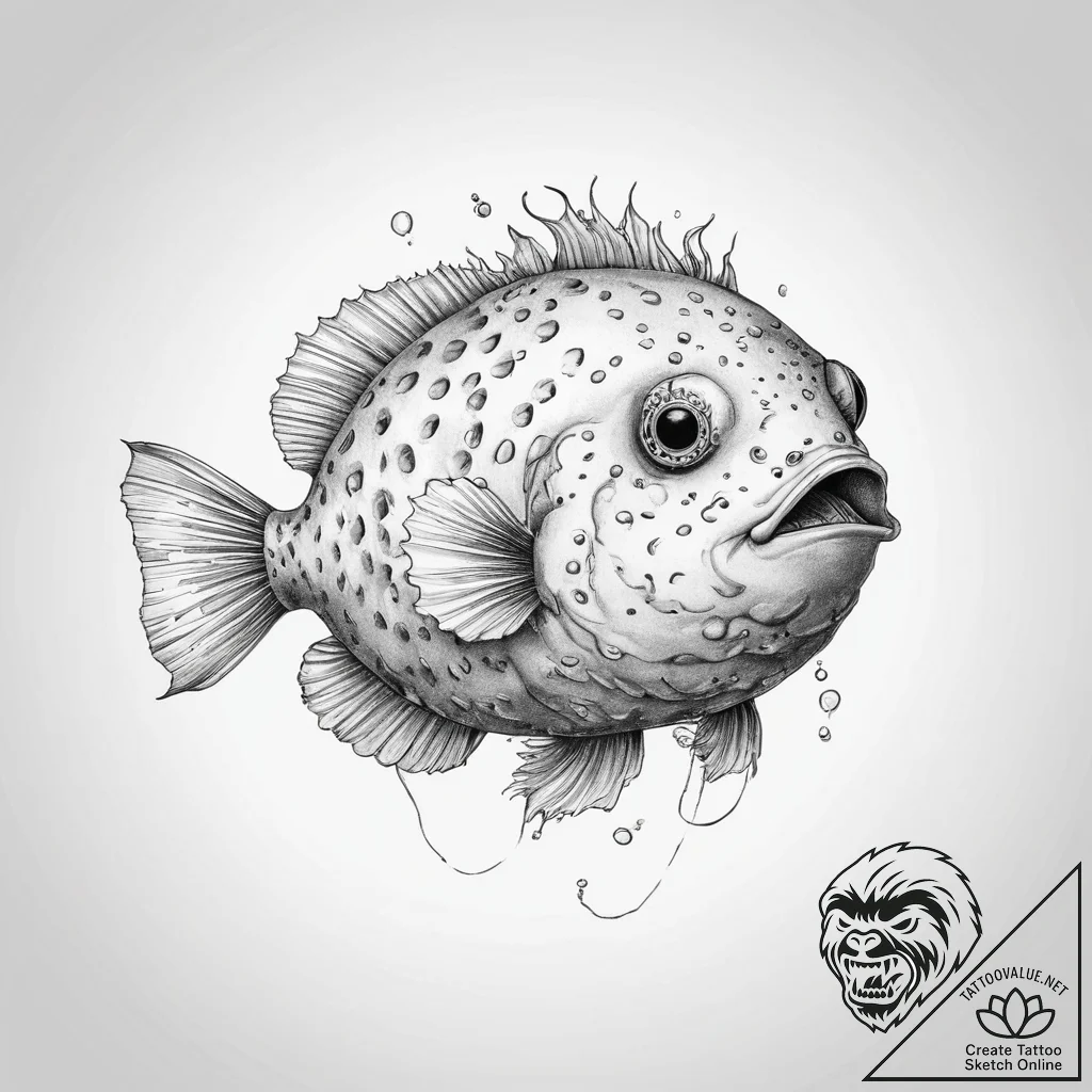 Tattoo sketch balloonfish - tattoo sketch (№1755845828_0, 22.08.2025 06:57) — tattoovalue.net