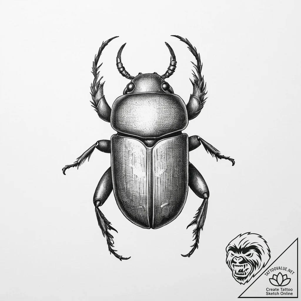 Tattoo sketch scarab beetle - tattoo sketch (№1755846426_0, 22.08.2025 07:07) — tattoovalue.net