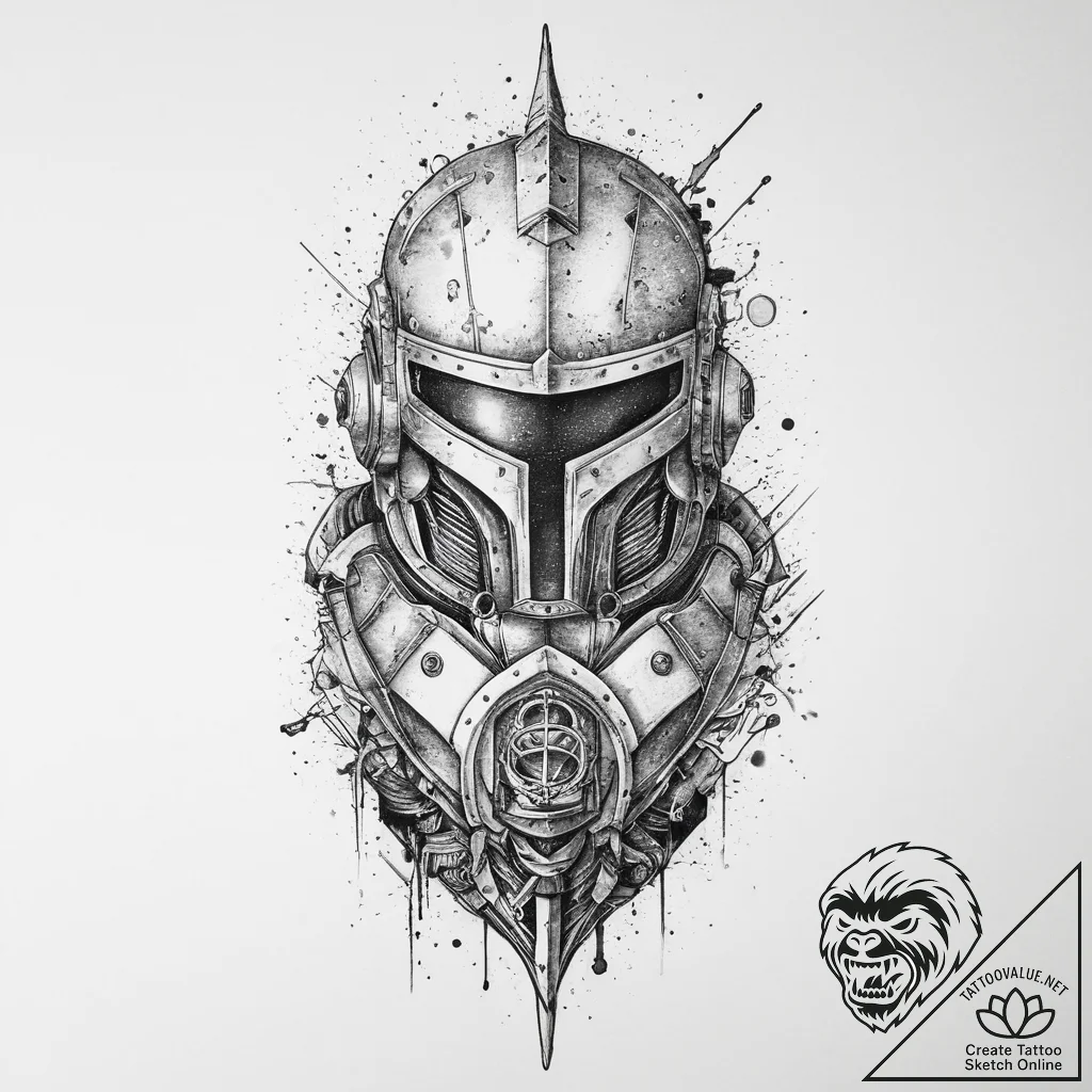 Tattoo sketch armor, ink illustration for tat... - tattoo sketch (№1755847234_0, 22.08.2025 07:20) — tattoovalue.net