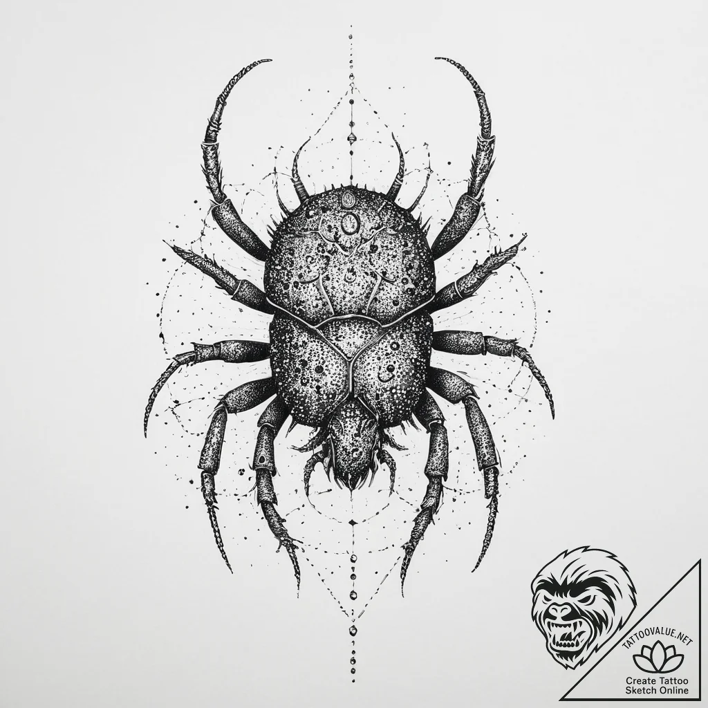 Tattoo sketch dust mite, concept art for tatt... - tattoo sketch (№1755847635_0, 22.08.2025 07:27) — tattoovalue.net