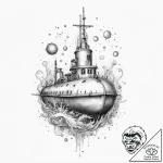 Tattoo sketch ocean exploration with a submar… – tattoo sketch (№1755848632_0, 22.08.2025 07:43) — tattoovalue.net