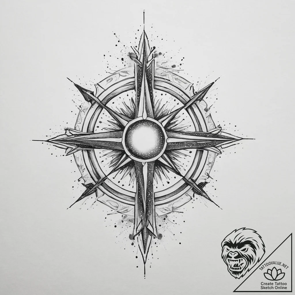 Tattoo sketch celestial bodies with a star, t... - tattoo sketch (№1755851440_0, 22.08.2025 08:30) — tattoovalue.net