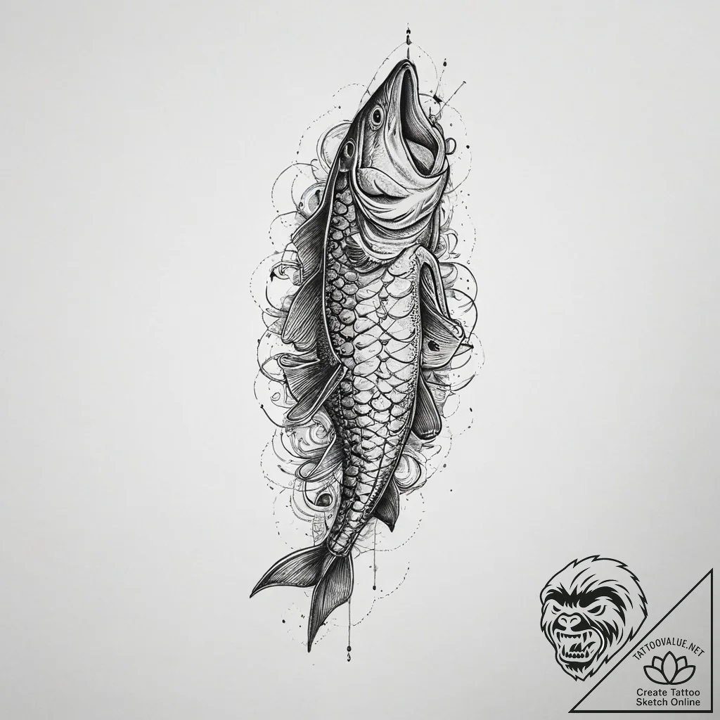 Tattoo sketch muskie, concept art for tattoo,... - tattoo sketch (№1755851847_0, 22.08.2025 08:37) — tattoovalue.net