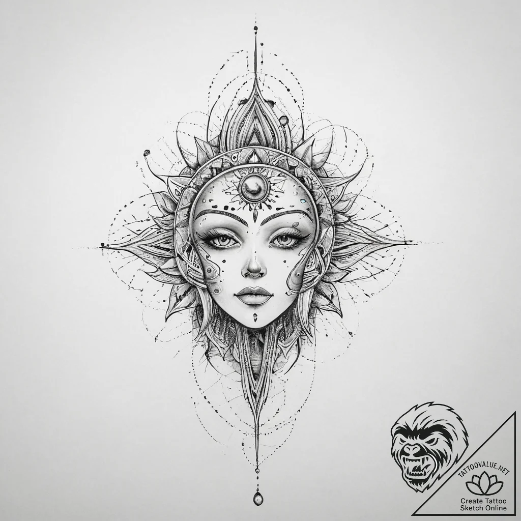 Tattoo sketch cosmic ghost, artistic tattoo s... - tattoo sketch (№1755853052_0, 22.08.2025 08:57) — tattoovalue.net