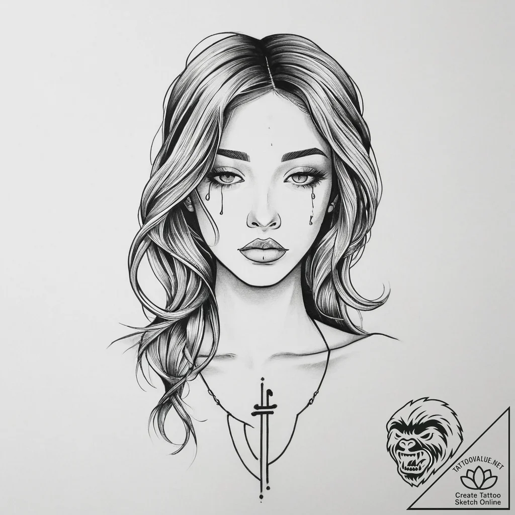 Tattoo sketch sorrow, tattoo sketch design, b... - tattoo sketch (№1755853449_0, 22.08.2025 09:04) — tattoovalue.net