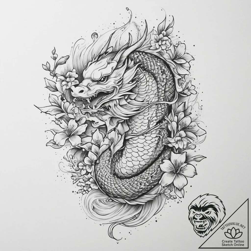Tattoo sketch cherry blossom, tattoo drawing... - tattoo sketch (№1755854647_0, 22.08.2025 09:24) — tattoovalue.net