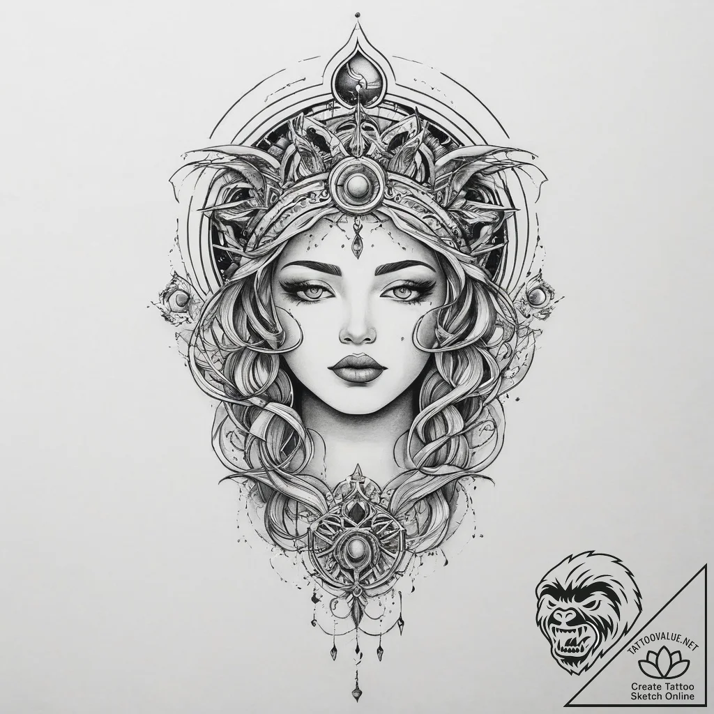 Tattoo sketch cosmic story, tattoo drawing ou... - tattoo sketch (№1755854847_0, 22.08.2025 09:27) — tattoovalue.net