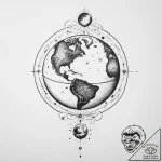 Tattoo sketch cosmic earth – tattoo sketch (№1755855050_0, 22.08.2025 09:30) — tattoovalue.net