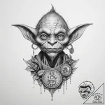 Tattoo sketch goblin with a gold coin – tattoo sketch (№1755855245_0, 22.08.2025 09:34) — tattoovalue.net