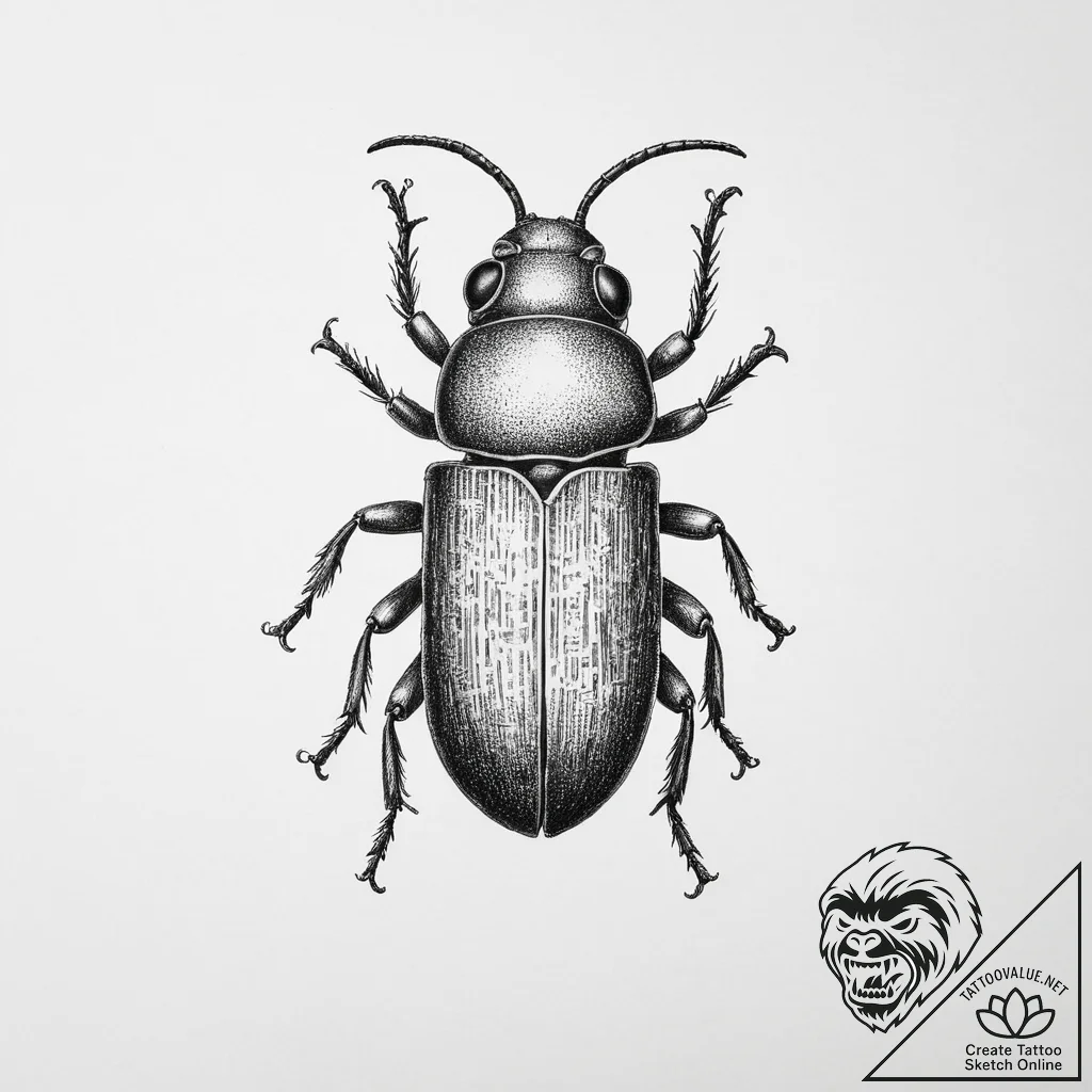 Tattoo sketch confused flour beetle - tattoo sketch (№1755855646_0, 22.08.2025 09:40) — tattoovalue.net