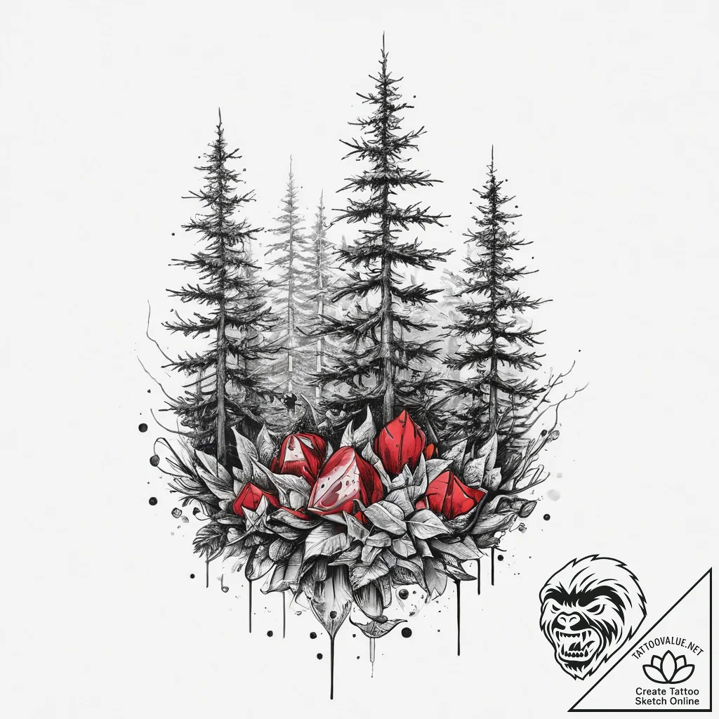 Tattoo sketch forest, concept art for tattoo,... - tattoo sketch (№1755856648_0, 22.08.2025 09:57) — tattoovalue.net