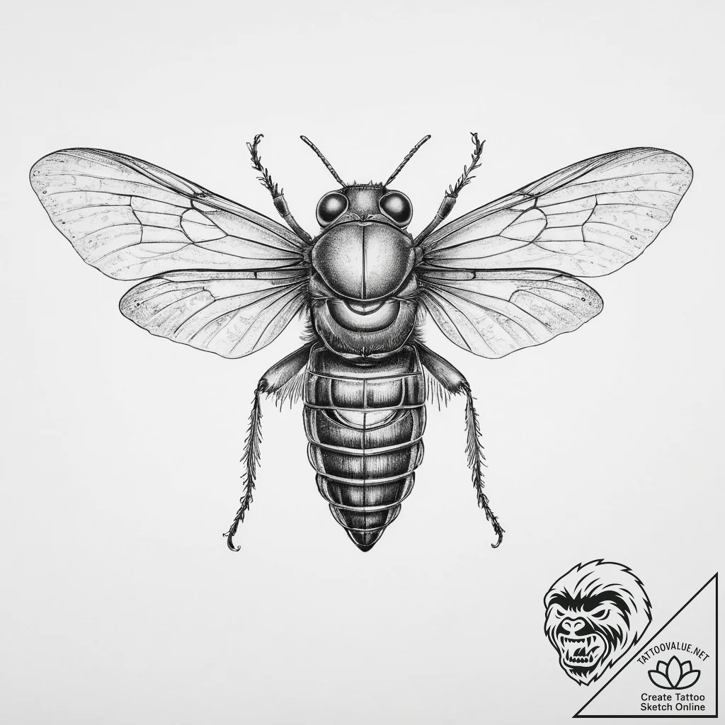 Tattoo sketch cicada - tattoo sketch (№1755857048_0, 22.08.2025 10:04) — tattoovalue.net