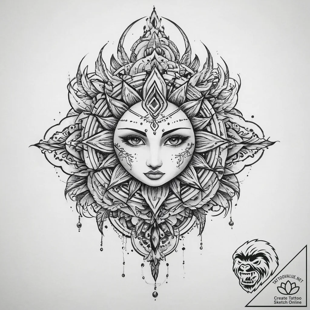 Tattoo sketch mystical world - tattoo sketch (№1755858065_0, 22.08.2025 10:21) — tattoovalue.net