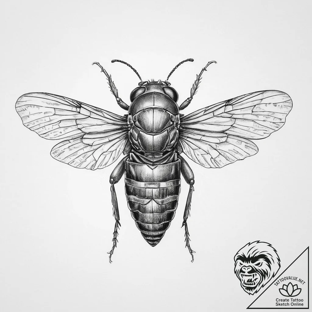 Tattoo sketch cicada - tattoo sketch (№1755858472_0, 22.08.2025 10:27) — tattoovalue.net