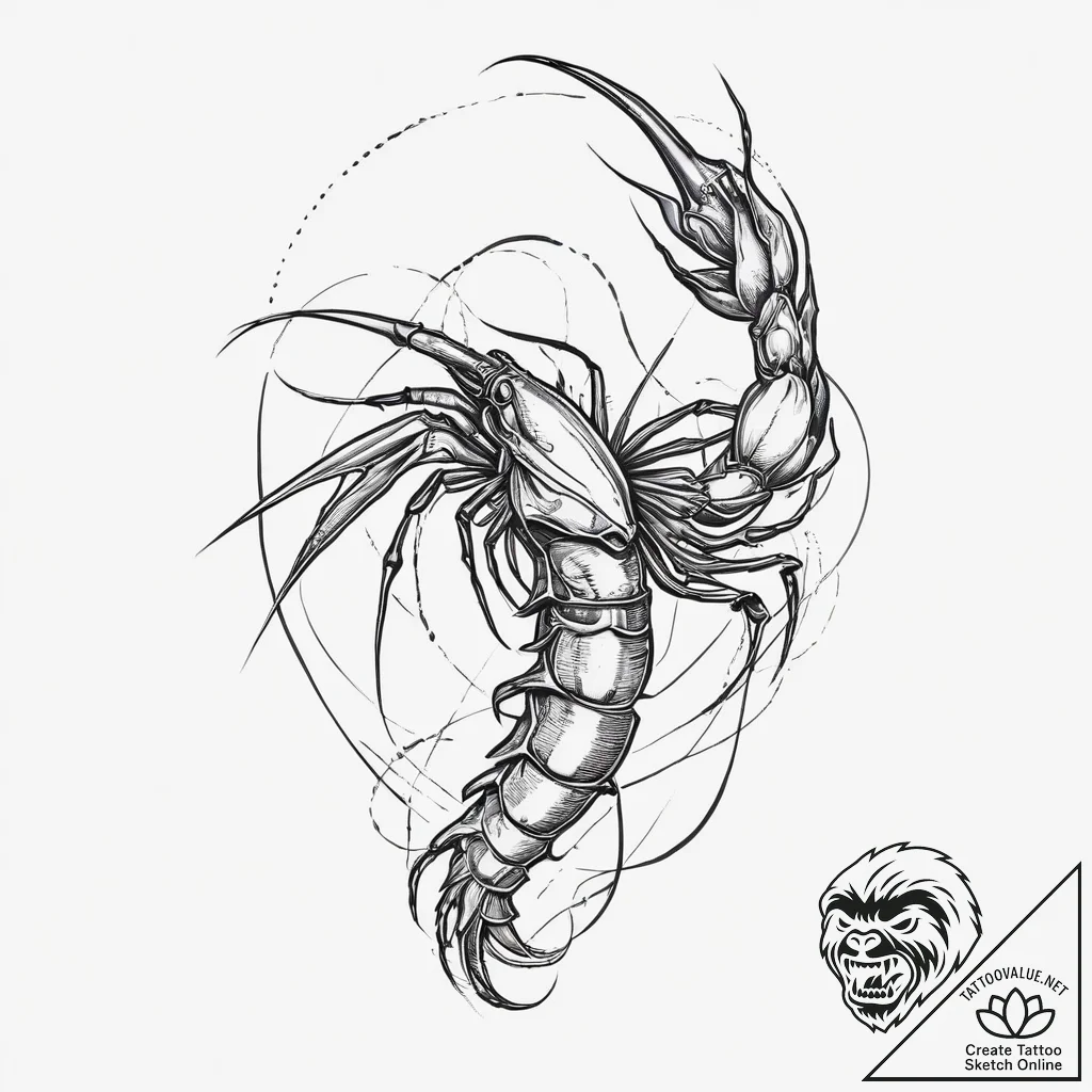 Tattoo sketch shrimp, concept art for tattoo,... - tattoo sketch (№1755858670_0, 22.08.2025 10:31) — tattoovalue.net