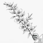 Tattoo sketch flowering cherry branch, ink il… – tattoo sketch (№1755859872_0, 22.08.2025 10:51) — tattoovalue.net