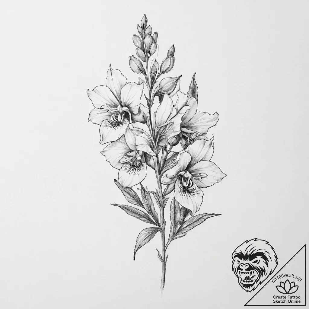 Tattoo sketch monkshood - tattoo sketch (№1755863281_0, 22.08.2025 11:48) — tattoovalue.net
