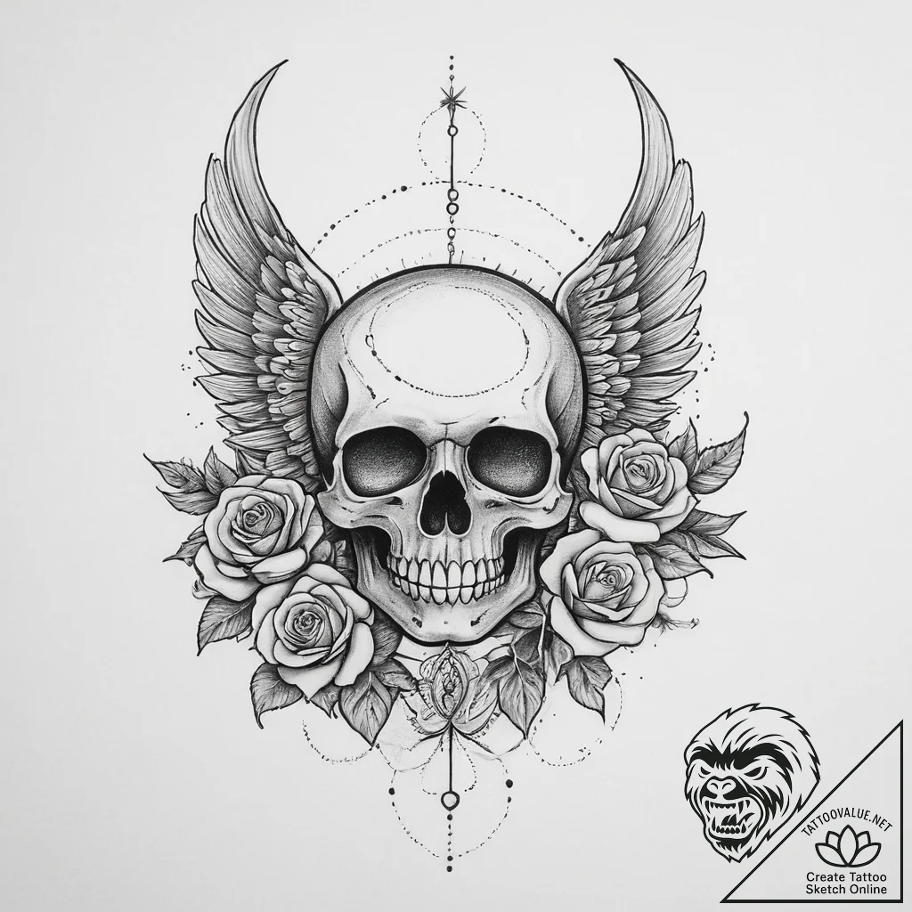 Tattoo sketch sun with wings, artistic tattoo... - tattoo sketch (№1755863485_0, 22.08.2025 11:51) — tattoovalue.net