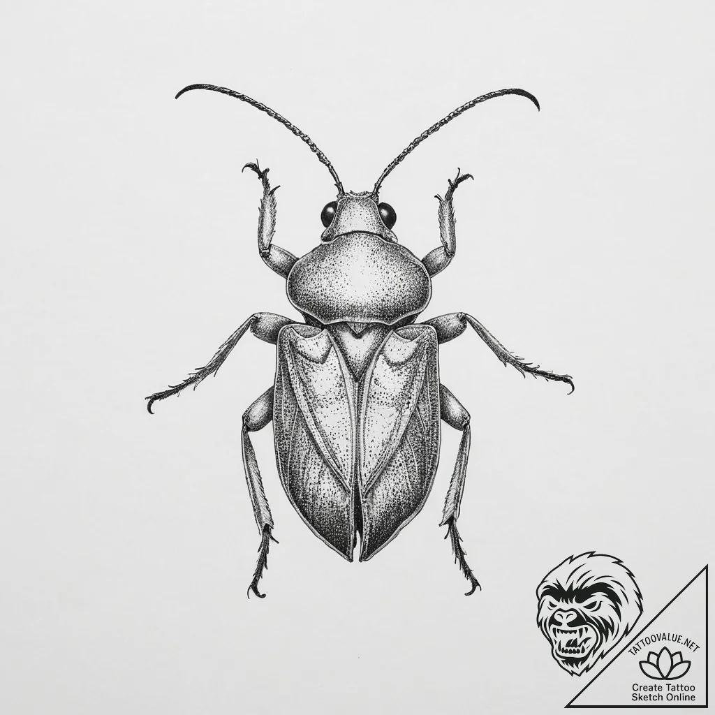 Tattoo sketch squash bug - tattoo sketch (№1755864890_0, 22.08.2025 12:14) — tattoovalue.net