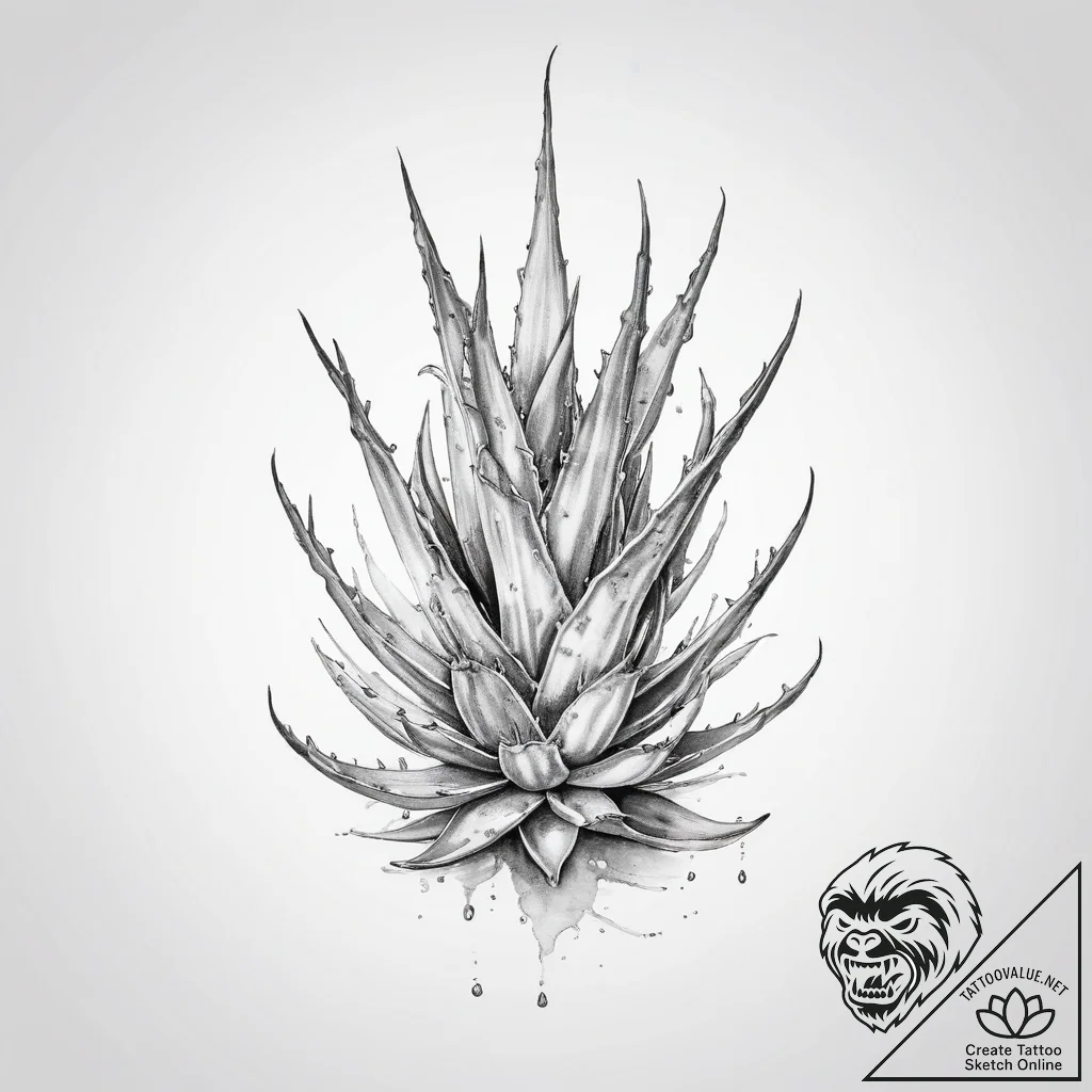 Tattoo sketch aloe vera - tattoo sketch (№1755865684_0, 22.08.2025 12:28) — tattoovalue.net