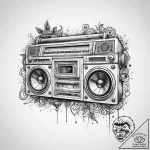 Tattoo sketch hip-hop boombox – tattoo sketch (№1755868913_0, 22.08.2025 13:21) — tattoovalue.net