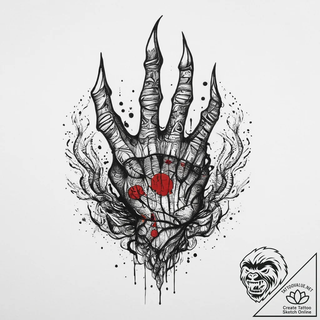 Tattoo sketch monster claw tattoo, tattoo lin... - tattoo sketch (№1755870124_0, 22.08.2025 13:42) — tattoovalue.net