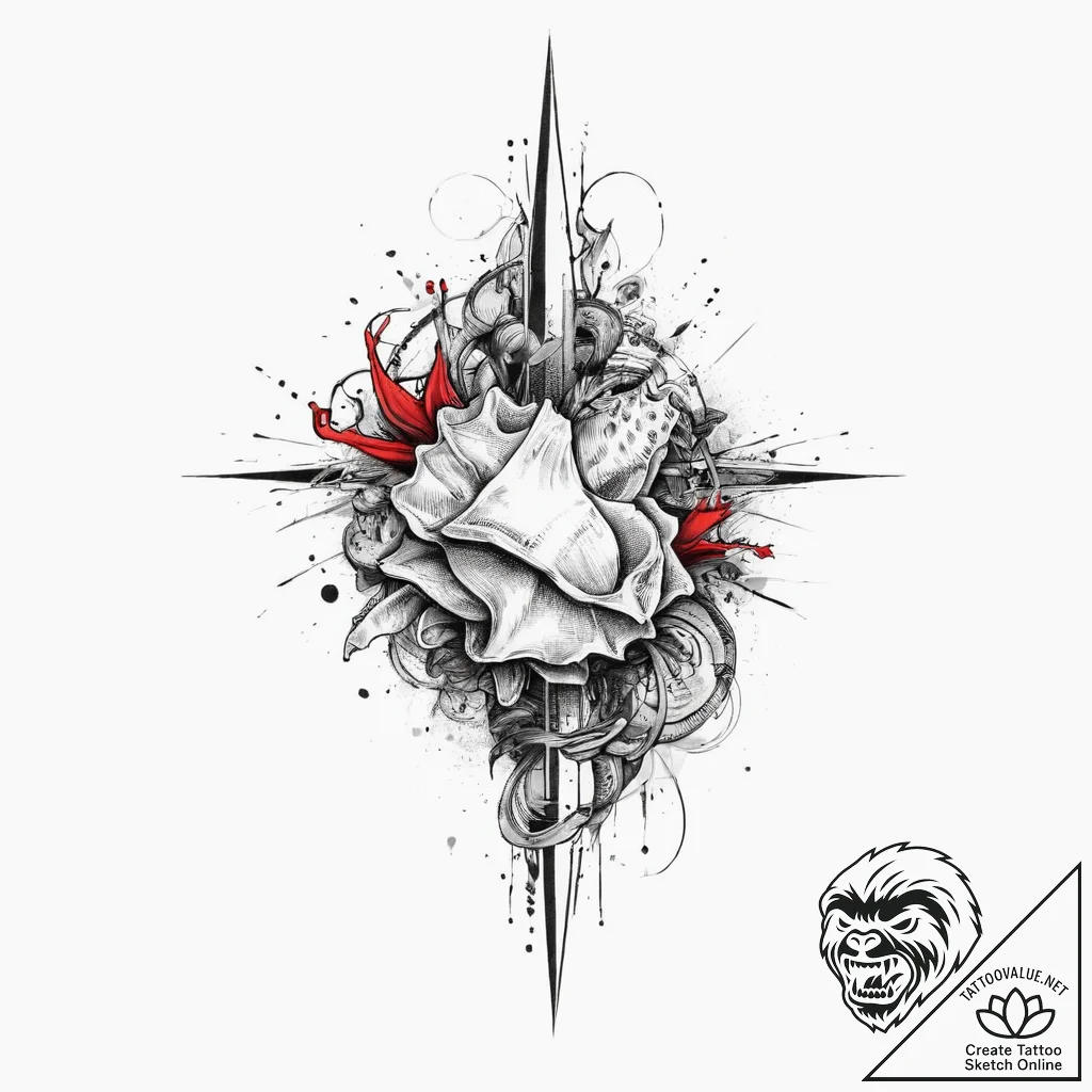 Tattoo sketch conch, tattoo line art, black a... - tattoo sketch (№1755870326_0, 22.08.2025 13:45) — tattoovalue.net