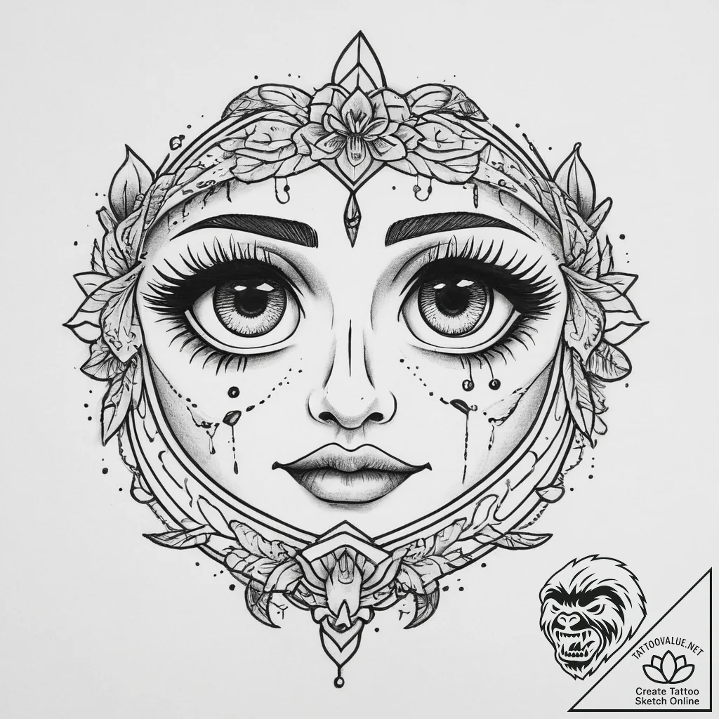 Tattoo sketch crying eyes, tattoo flash sheet... - tattoo sketch (№1755870527_0, 22.08.2025 13:48) — tattoovalue.net