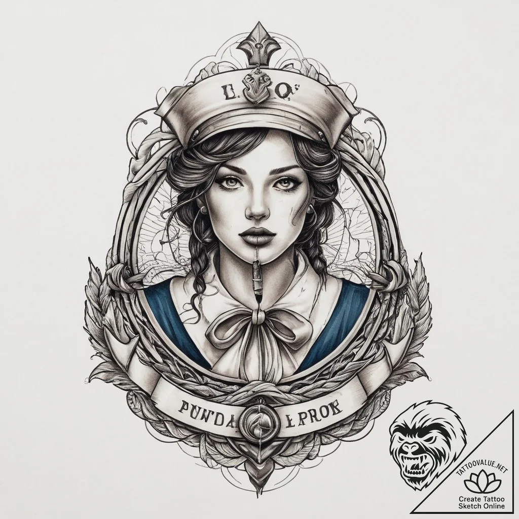 Tattoo sketch sailor a person with a rope, ta... - tattoo sketch (№1755871535_0, 22.08.2025 14:05) — tattoovalue.net