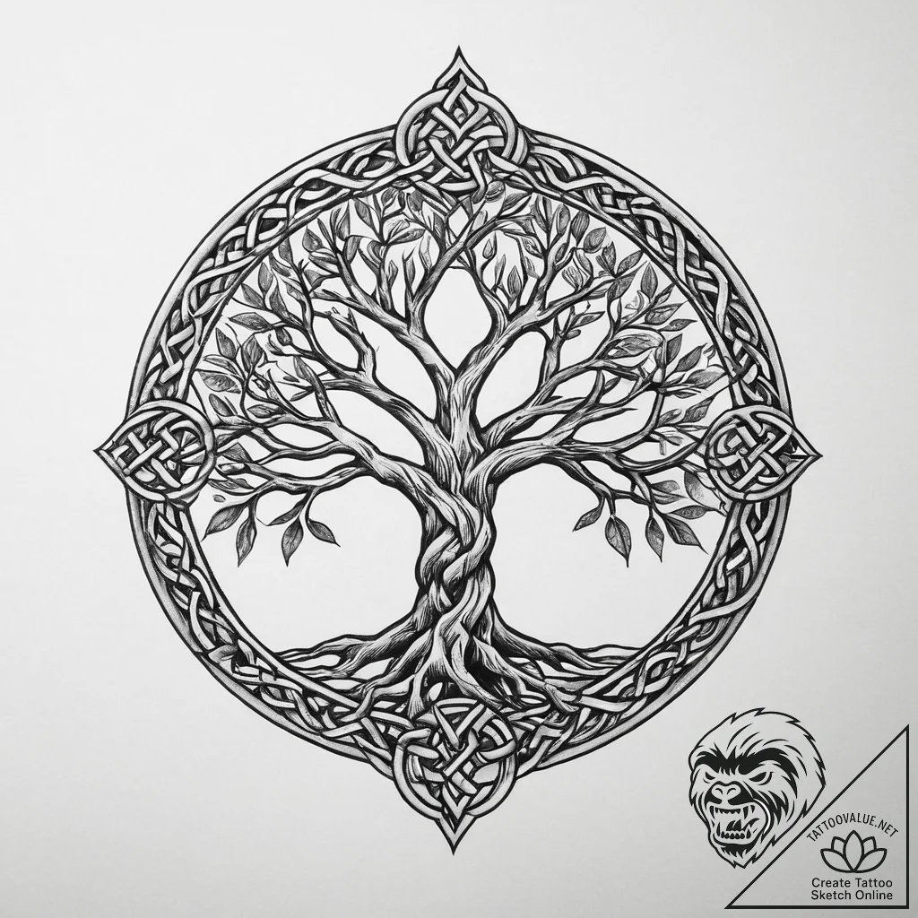 Tattoo sketch celtic tree of life, tattoo fla... - tattoo sketch (№1755872746_0, 22.08.2025 14:25) — tattoovalue.net