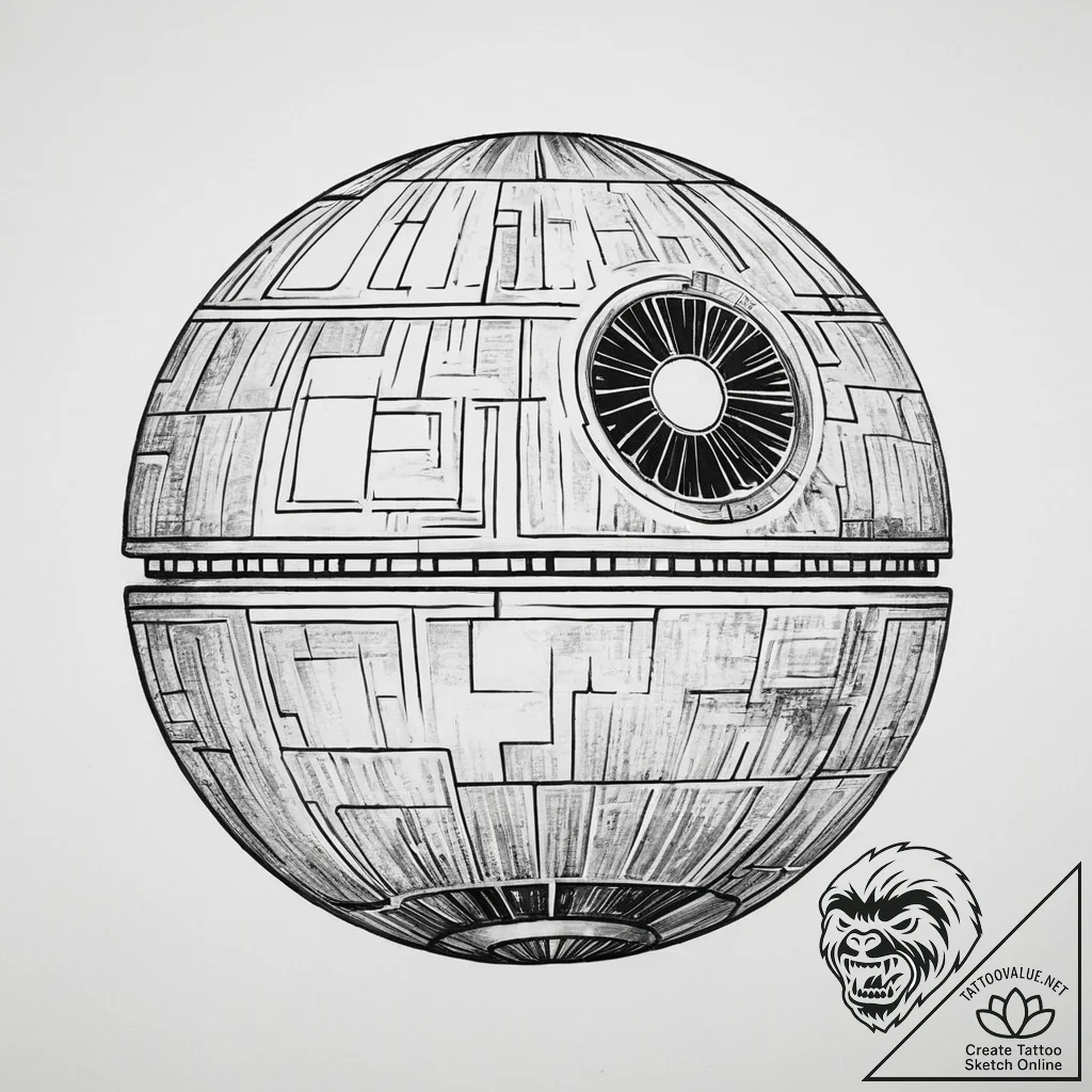 Tattoo sketch star wars death star - tattoo sketch (№1755872944_0, 22.08.2025 14:29) — tattoovalue.net