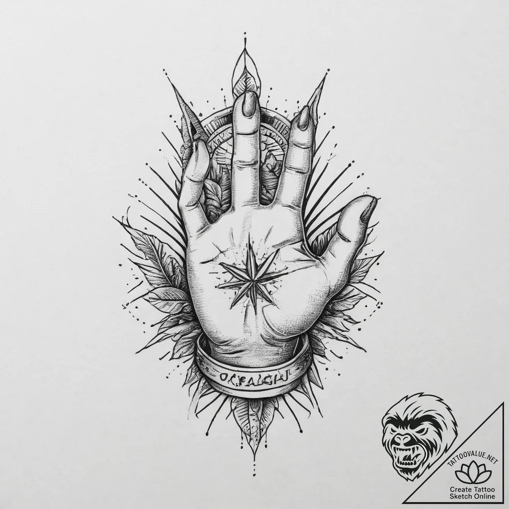 Tattoo sketch hands with a brush, artistic ta... - tattoo sketch (№1755874351_0, 22.08.2025 14:52) — tattoovalue.net