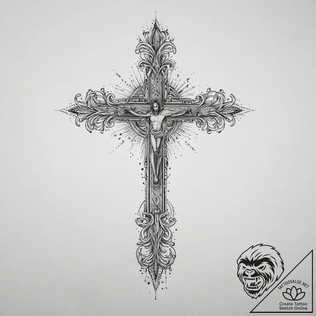 Tattoo sketch blessed being, ink illustration... - tattoo sketch (№1755876163_0, 22.08.2025 15:22) — tattoovalue.net