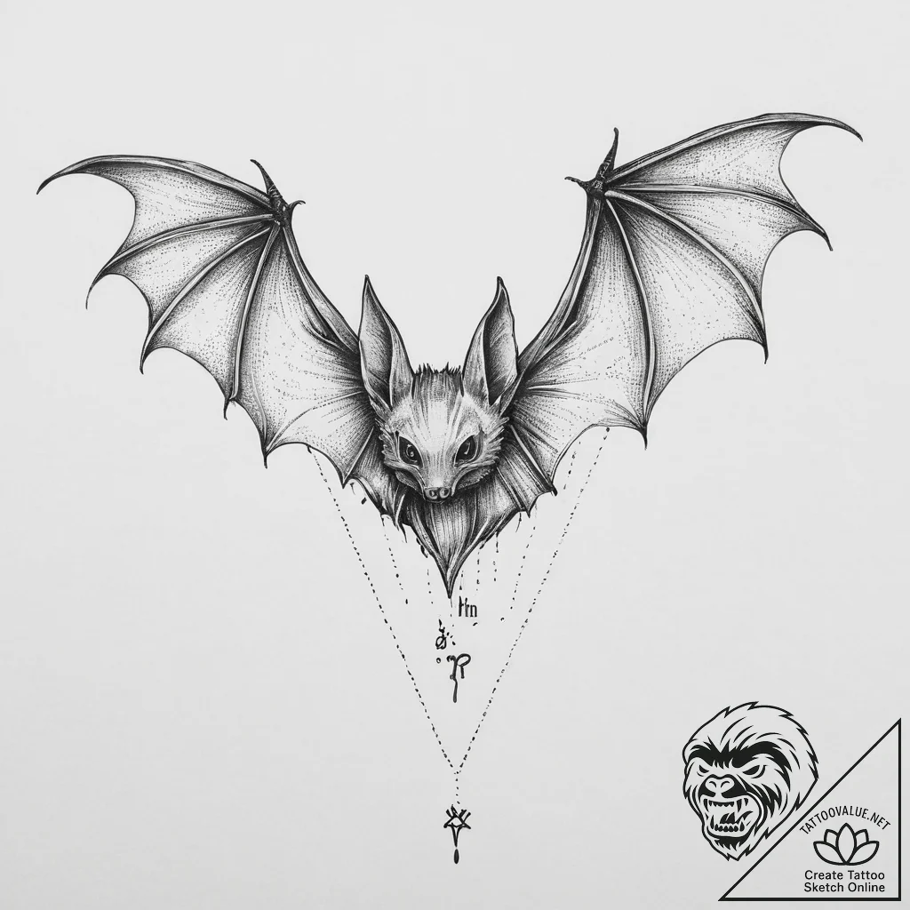 Tattoo sketch puns a bat that says "i'm a bat... - tattoo sketch (№1755876756_0, 22.08.2025 15:32) — tattoovalue.net