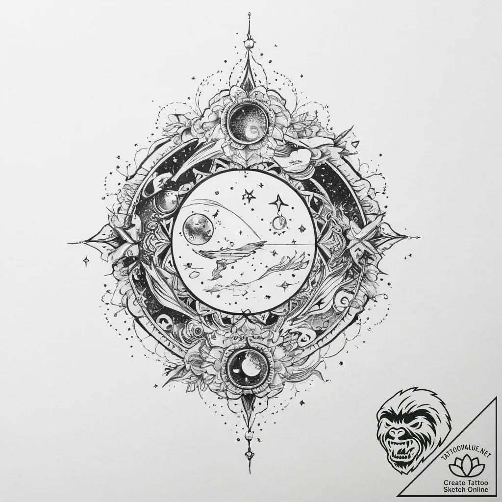 Tattoo sketch cosmic land - tattoo sketch (№1755877779_0, 22.08.2025 15:49) — tattoovalue.net