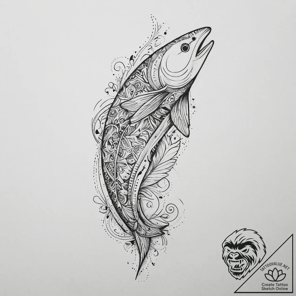 Tattoo sketch knifefish, concept art for tatt... - tattoo sketch (№1755878982_0, 22.08.2025 16:09) — tattoovalue.net
